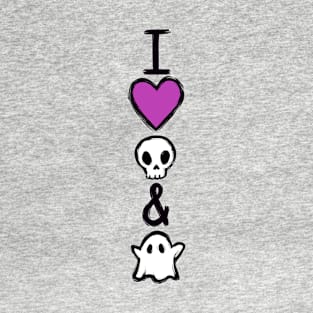 I Love Skulls and Ghosts Vertical T-Shirt